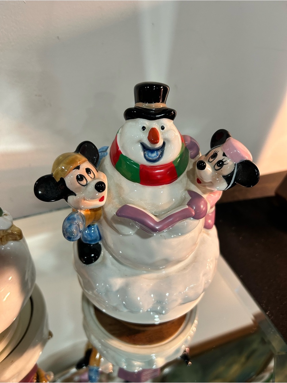 Festive Snowman & Mouse Holiday music box by schmid